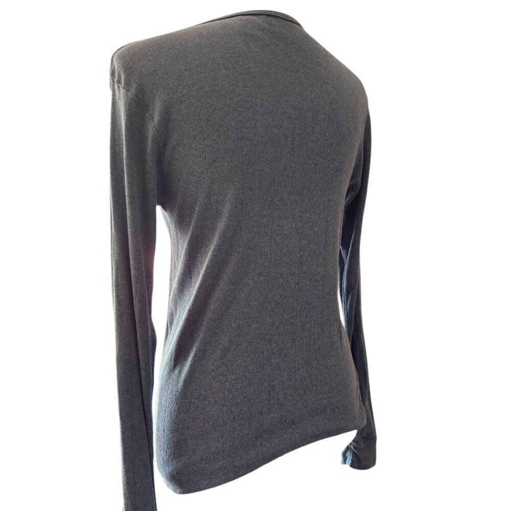 Cherokee women's heather‎ blue ribbed long sleeve t-shirt sz M - Picture 4 of 10